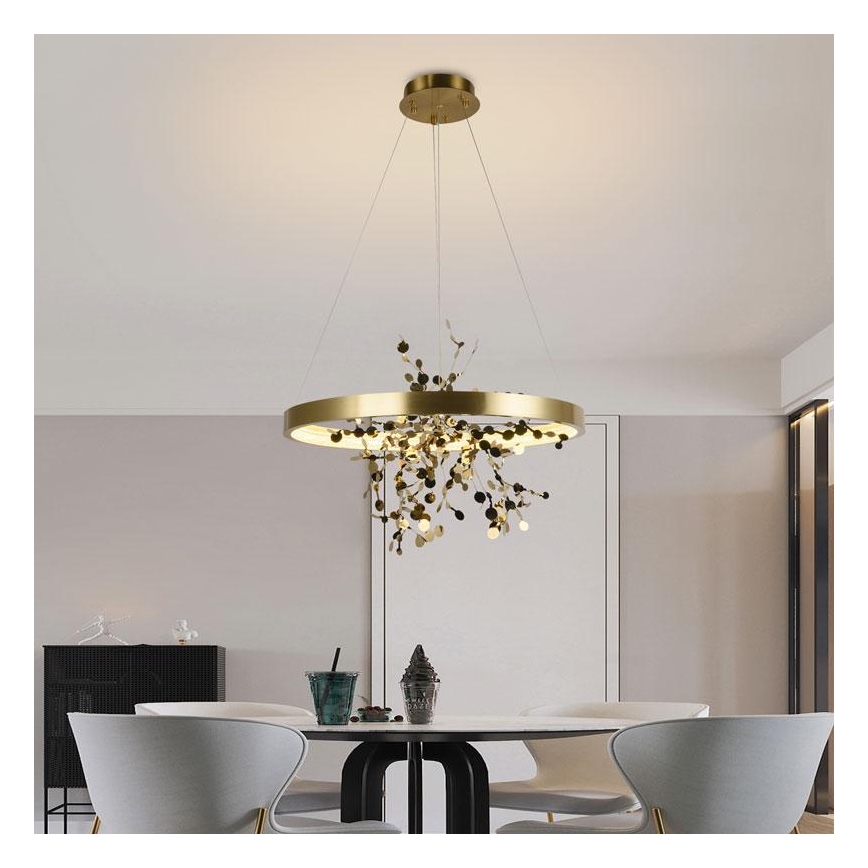 Candelabro suspenso LED com regulação LED/40W/230V 3000-6500K dourada + controlo remoto