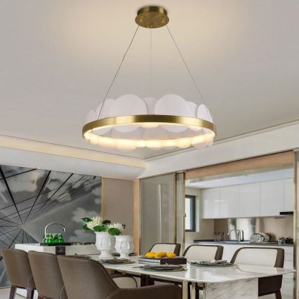 Candelabro suspenso LED com regulação LED/40W/230V 3000-6500K dourada + controlo remoto