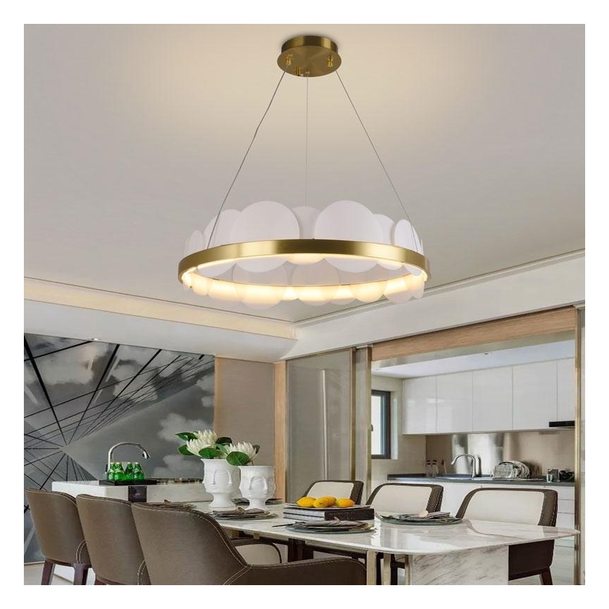 Candelabro suspenso LED com regulação LED/40W/230V 3000-6500K dourada + controlo remoto