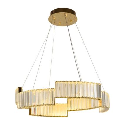 Candelabro suspenso de cristal LED com regulação LED/40W/230V 3000-6500K dourada + controlo remoto