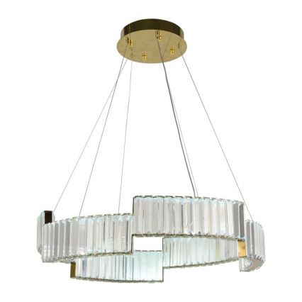 Candelabro suspenso de cristal LED com regulação LED/40W/230V 3000-6500K dourada + controlo remoto