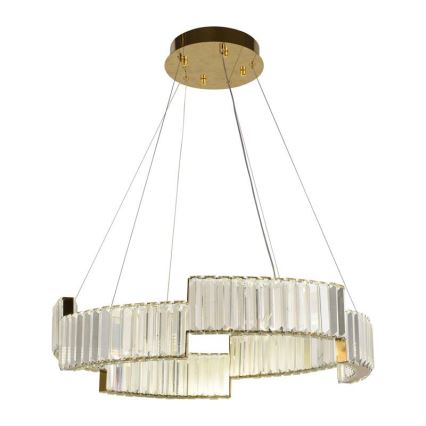 Candelabro suspenso de cristal LED com regulação LED/40W/230V 3000-6500K dourada + controlo remoto