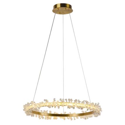 Candelabro suspenso de cristal LED com regulação LED/40W/230V 3000-6500K dourada + controlo remoto