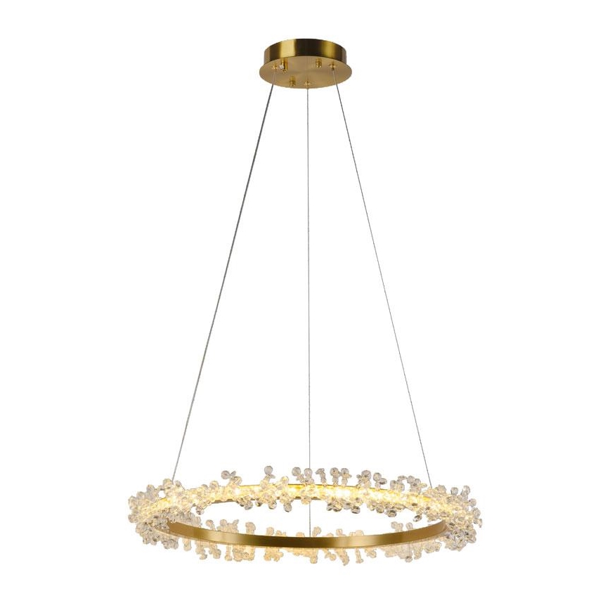 Candelabro suspenso de cristal LED com regulação LED/40W/230V 3000-6500K dourada + controlo remoto