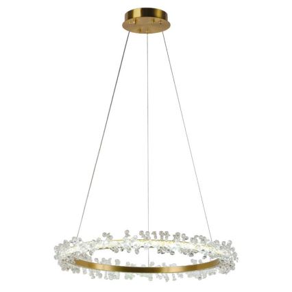 Candelabro suspenso de cristal LED com regulação LED/40W/230V 3000-6500K dourada + controlo remoto