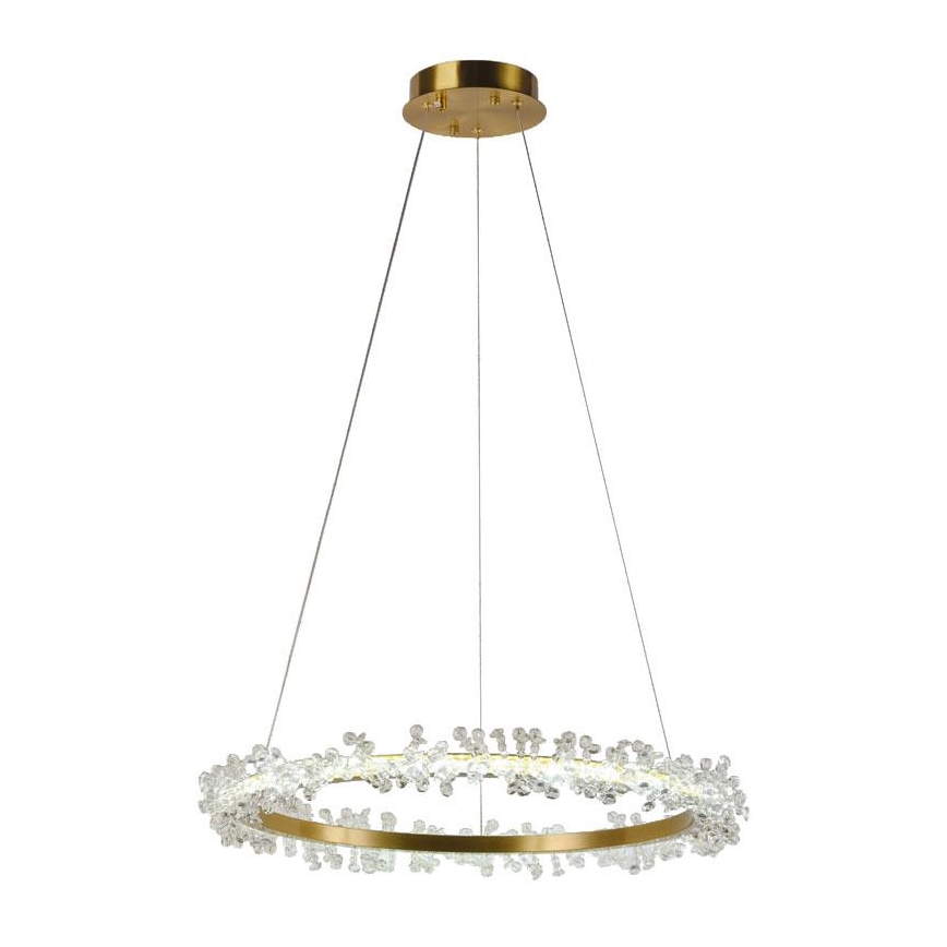 Candelabro suspenso de cristal LED com regulação LED/40W/230V 3000-6500K dourada + controlo remoto