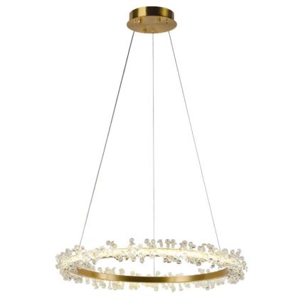 Candelabro suspenso de cristal LED com regulação LED/40W/230V 3000-6500K dourada + controlo remoto