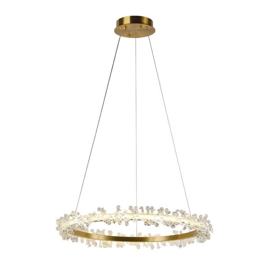 Candelabro suspenso de cristal LED com regulação LED/40W/230V 3000-6500K dourada + controlo remoto