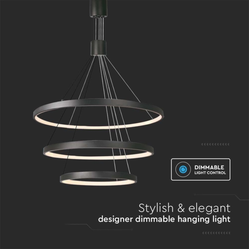 Candelabro suspenso LED com regulação LED/46W/230V 3000K preto