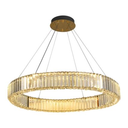 Candelabro suspenso de cristal LED com regulação LED/50W/230V 3000-6500K cromado/dourada + controlo remoto
