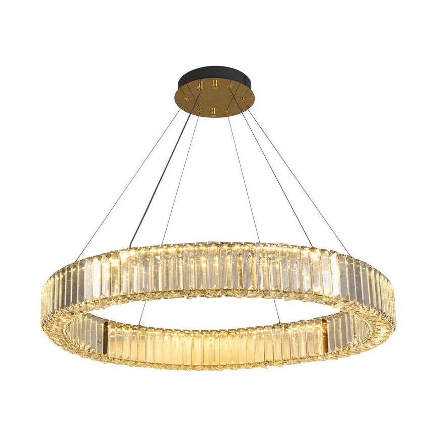 Candelabro suspenso de cristal LED com regulação LED/50W/230V 3000-6500K cromado/dourada + controlo remoto