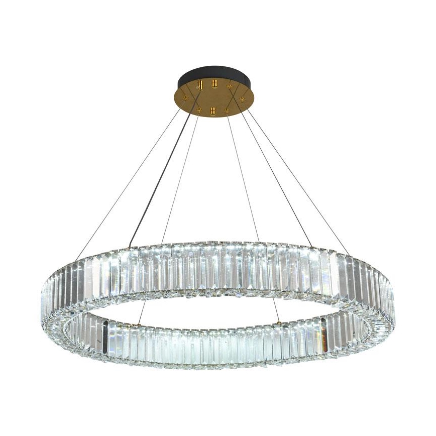 Candelabro suspenso de cristal LED com regulação LED/50W/230V 3000-6500K cromado/dourada + controlo remoto