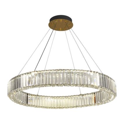 Candelabro suspenso de cristal LED com regulação LED/50W/230V 3000-6500K cromado/dourada + controlo remoto