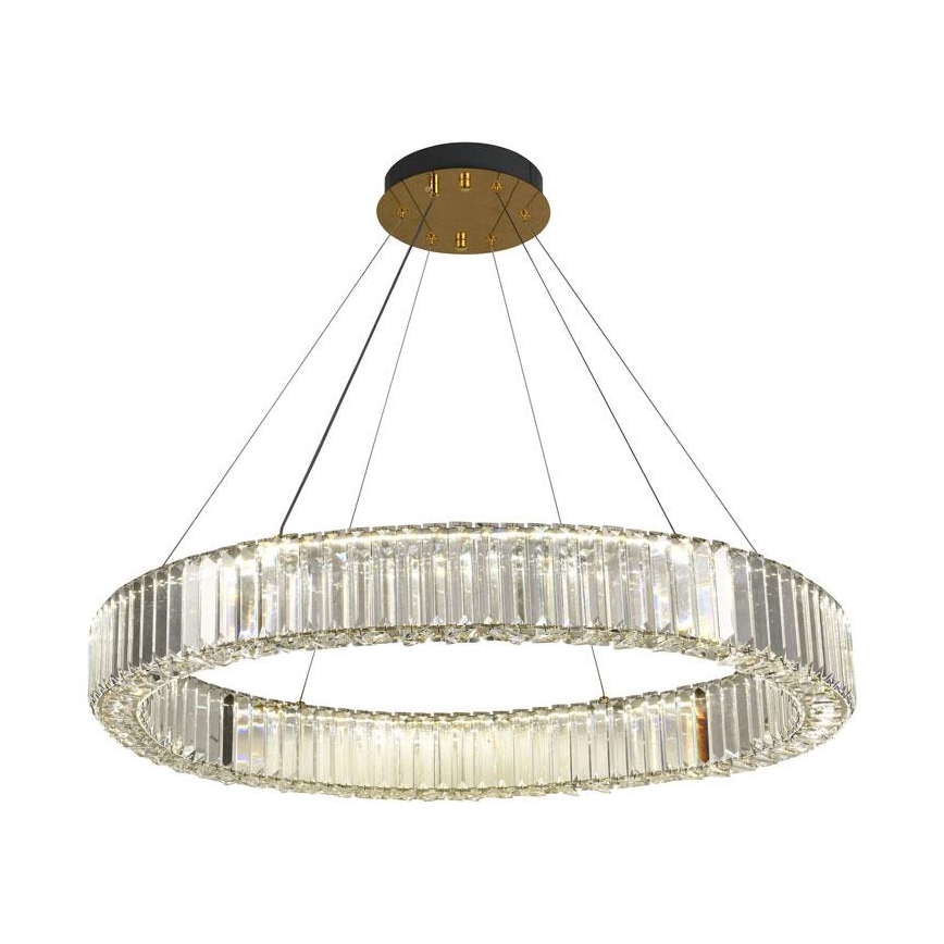 Candelabro suspenso de cristal LED com regulação LED/50W/230V 3000-6500K cromado/dourada + controlo remoto