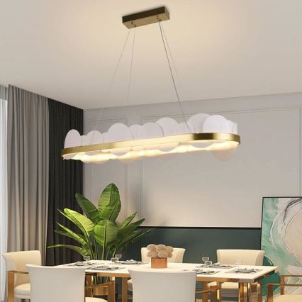 Candelabro suspenso LED com regulação LED/50W/230V 3000-6500K dourada + controlo remoto