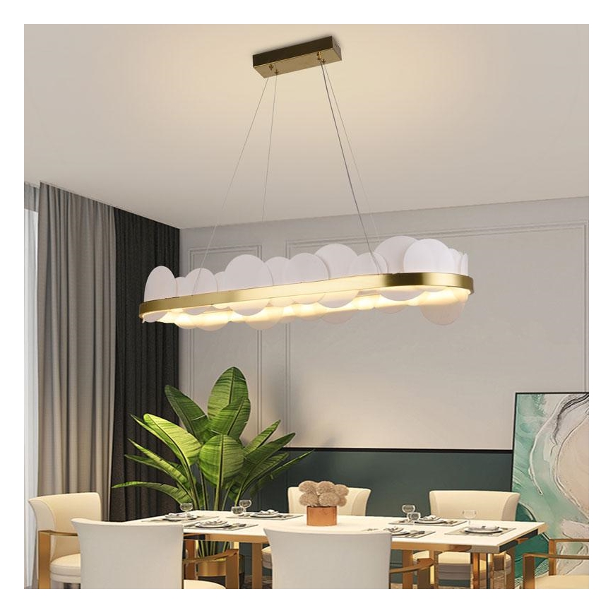 Candelabro suspenso LED com regulação LED/50W/230V 3000-6500K dourada + controlo remoto