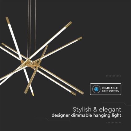 Candelabro suspenso LED com regulação LED/50W/230V 3000K dourada