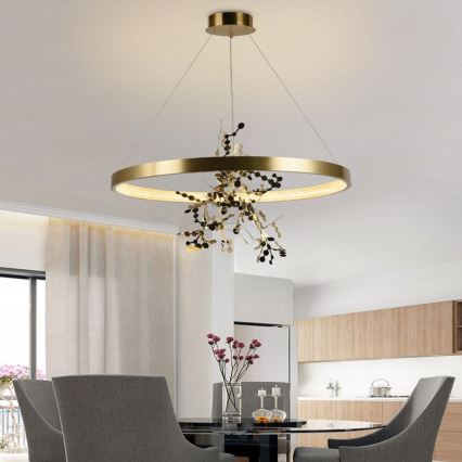 Candelabro suspenso LED com regulação LED/55W/230V 3000-6500K dourada + controlo remoto