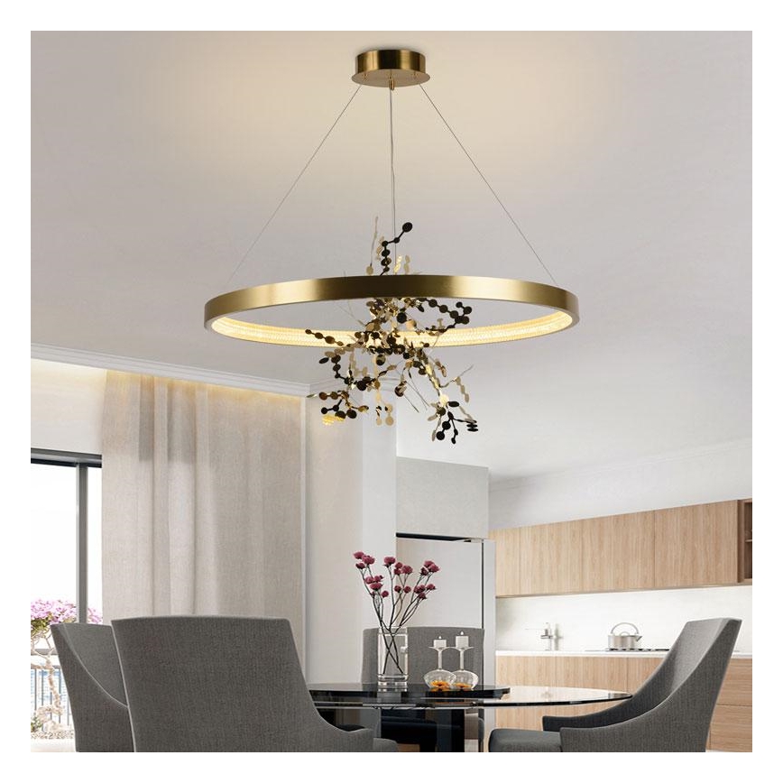 Candelabro suspenso LED com regulação LED/55W/230V 3000-6500K dourada + controlo remoto