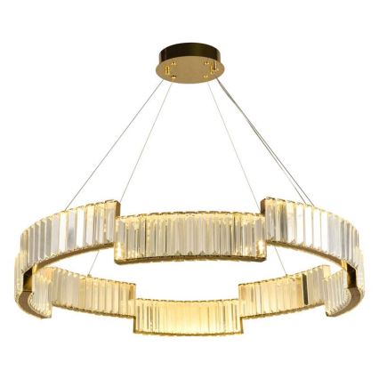 Candelabro suspenso de cristal LED com regulação LED/60W/230V 3000-6500K dourada + controlo remoto