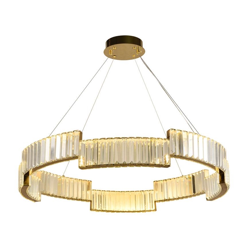 Candelabro suspenso de cristal LED com regulação LED/60W/230V 3000-6500K dourada + controlo remoto