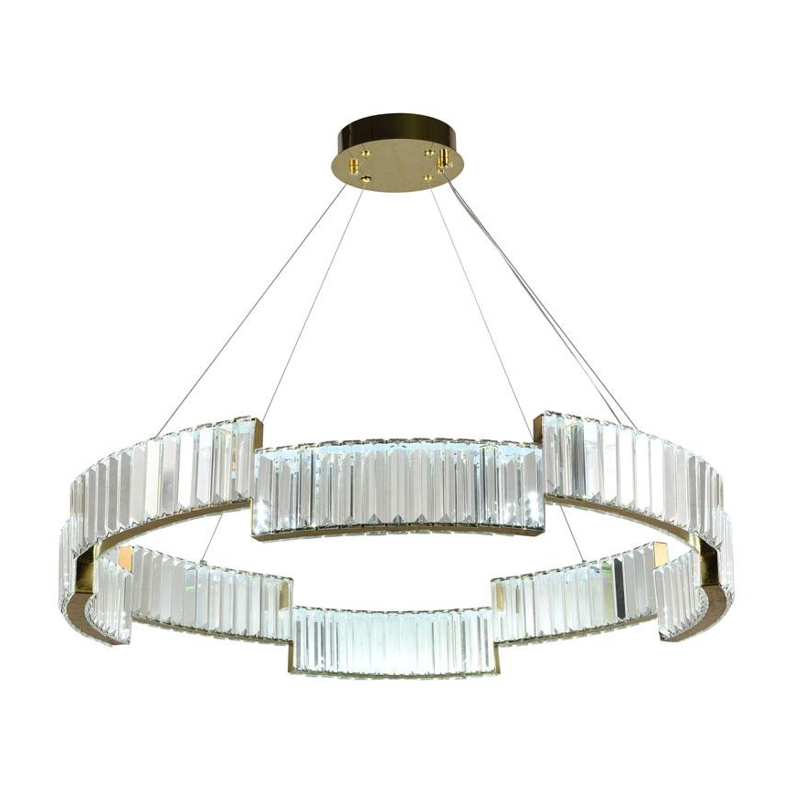 Candelabro suspenso de cristal LED com regulação LED/60W/230V 3000-6500K dourada + controlo remoto