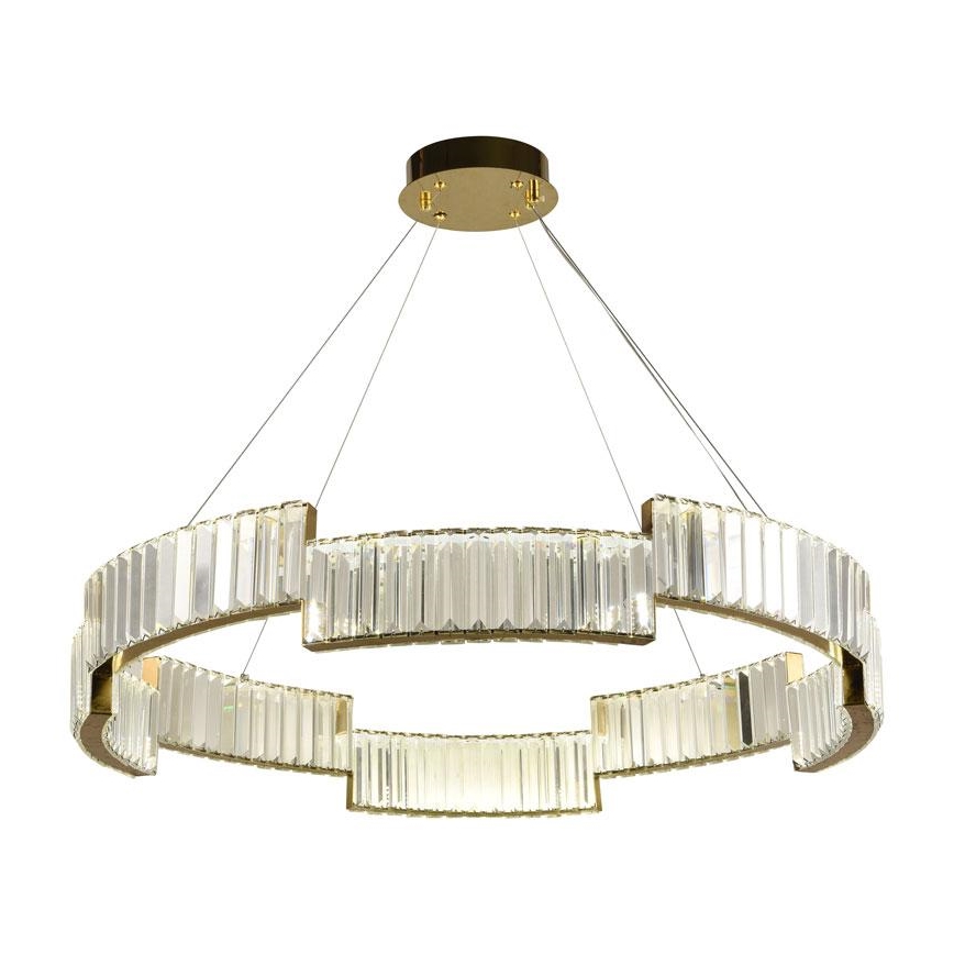 Candelabro suspenso de cristal LED com regulação LED/60W/230V 3000-6500K dourada + controlo remoto