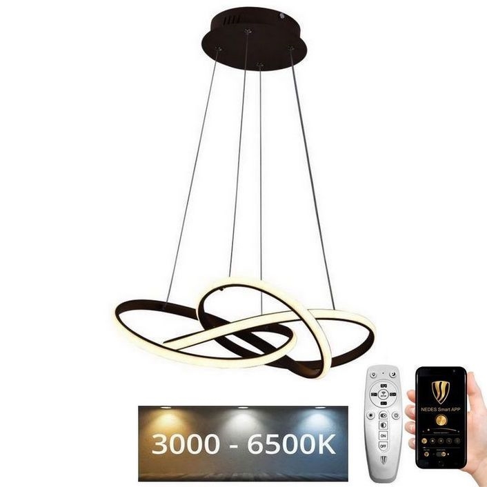 Candelabro suspenso LED com regulação LED/65W/230V 3000-6500K castanho + controlo remoto