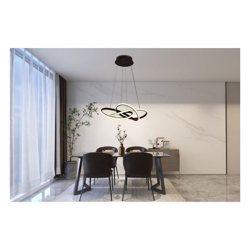 Candelabro suspenso LED com regulação LED/65W/230V 3000-6500K castanho + controlo remoto