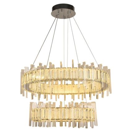 LED Regulação cristal candelabro suspenso LED/65W/230V 3000-6500K + controlo remoto