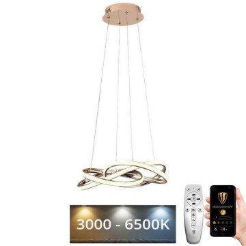 Candelabro suspenso LED com regulação LED/65W/230V 3000-6500K dourada + controlo remoto