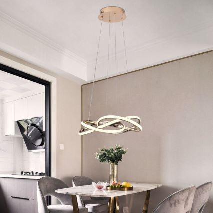 Candelabro suspenso LED com regulação LED/65W/230V 3000-6500K dourada + controlo remoto