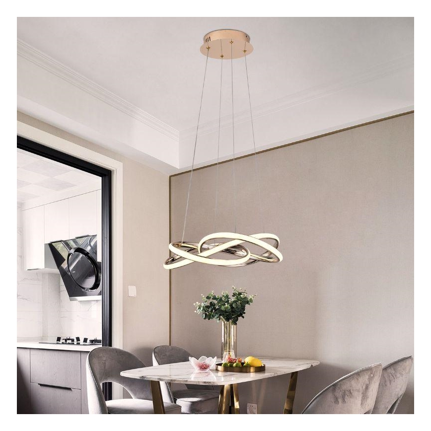 Candelabro suspenso LED com regulação LED/65W/230V 3000-6500K dourada + controlo remoto