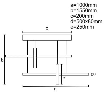Candelabro suspenso LED com regulação LED/70W/230V 3000-6500K + controlo remoto