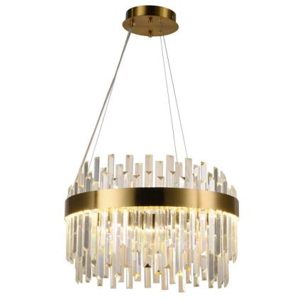 Candelabro suspenso de cristal LED com regulação LED/70W/230V 3000-6500K dourada + controlo remoto