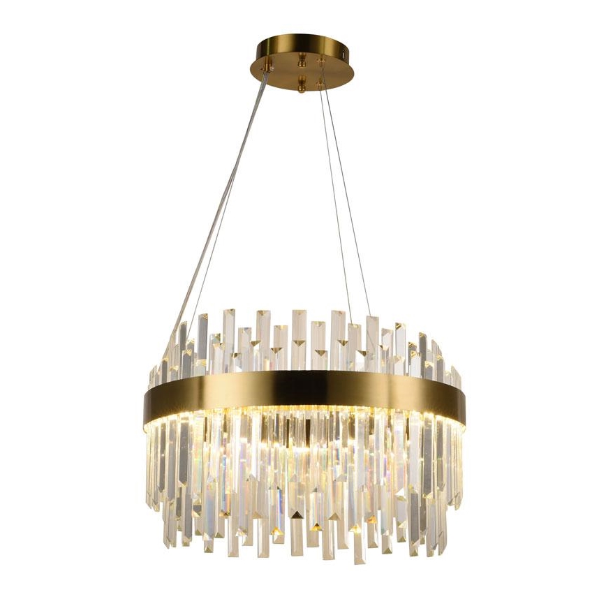 Candelabro suspenso de cristal LED com regulação LED/70W/230V 3000-6500K dourada + controlo remoto