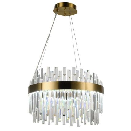 Candelabro suspenso de cristal LED com regulação LED/70W/230V 3000-6500K dourada + controlo remoto