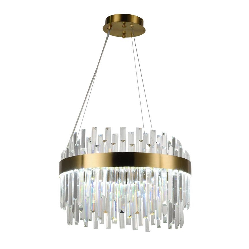 Candelabro suspenso de cristal LED com regulação LED/70W/230V 3000-6500K dourada + controlo remoto