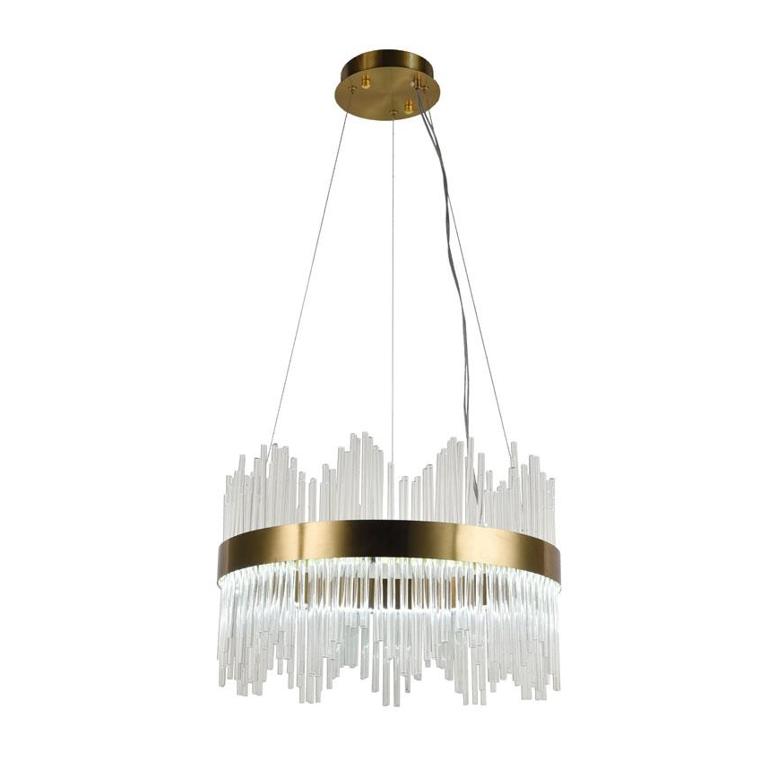 Candelabro suspenso de cristal LED com regulação LED/70W/230V 3000-6500K dourada + controlo remoto
