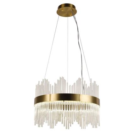 Candelabro suspenso de cristal LED com regulação LED/70W/230V 3000-6500K dourada + controlo remoto