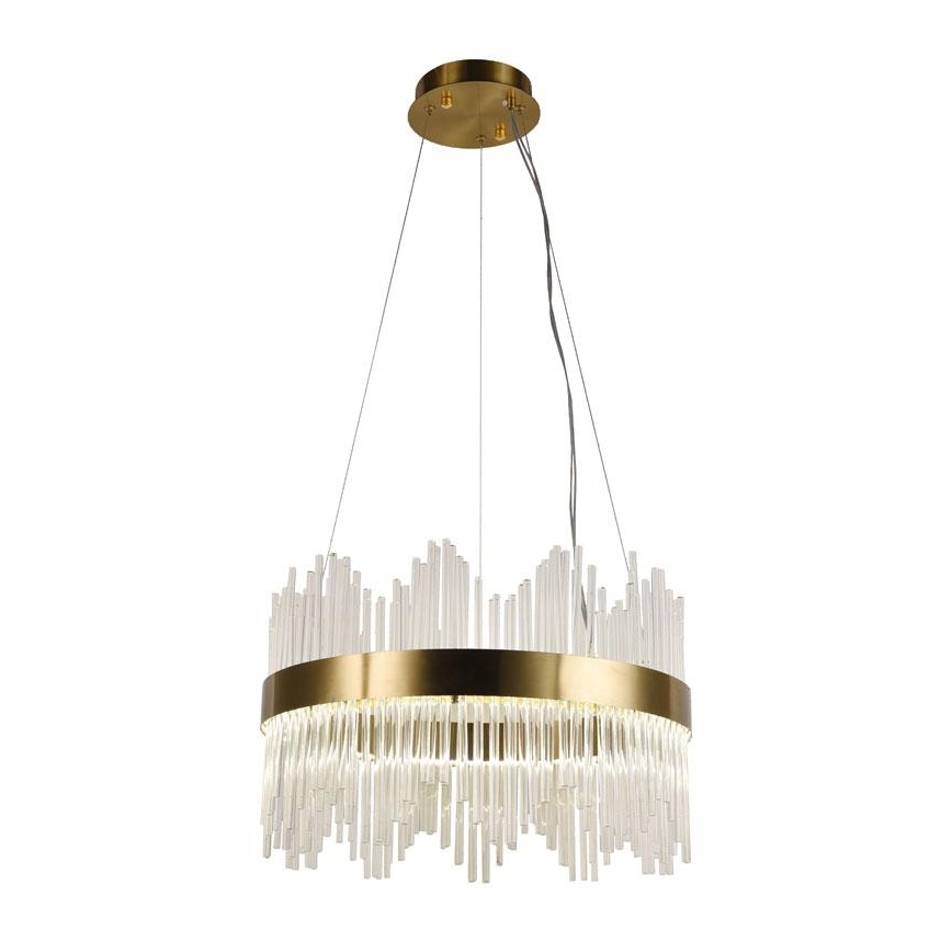 Candelabro suspenso de cristal LED com regulação LED/70W/230V 3000-6500K dourada + controlo remoto