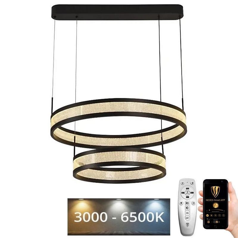Candelabro suspenso LED com regulação LED/70W/230V 3000-6500K preto + controlo remoto