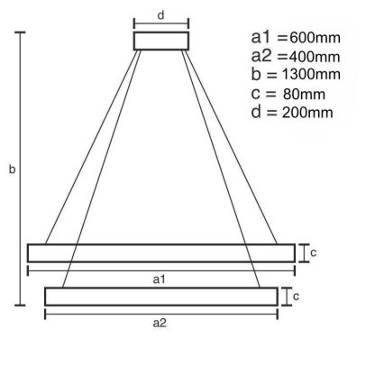Candelabro suspenso LED com regulação LED/80W/230V 3000-6500K + controlo remoto