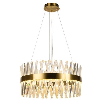 Candelabro suspenso de cristal LED com regulação LED/80W/230V 3000-6500K dourada + controlo remoto