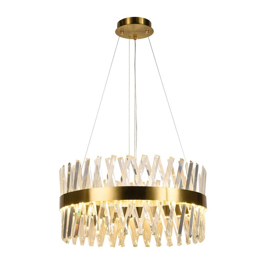 Candelabro suspenso de cristal LED com regulação LED/80W/230V 3000-6500K dourada + controlo remoto