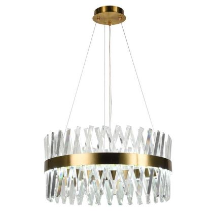 Candelabro suspenso de cristal LED com regulação LED/80W/230V 3000-6500K dourada + controlo remoto