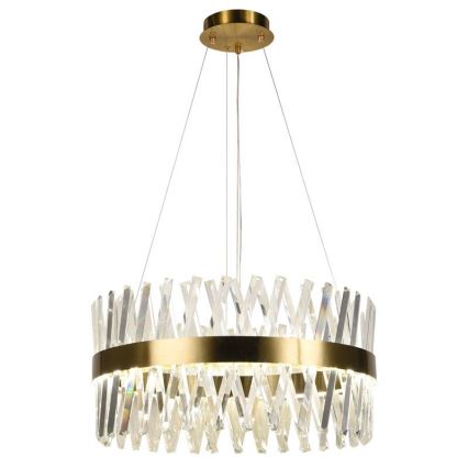 Candelabro suspenso de cristal LED com regulação LED/80W/230V 3000-6500K dourada + controlo remoto