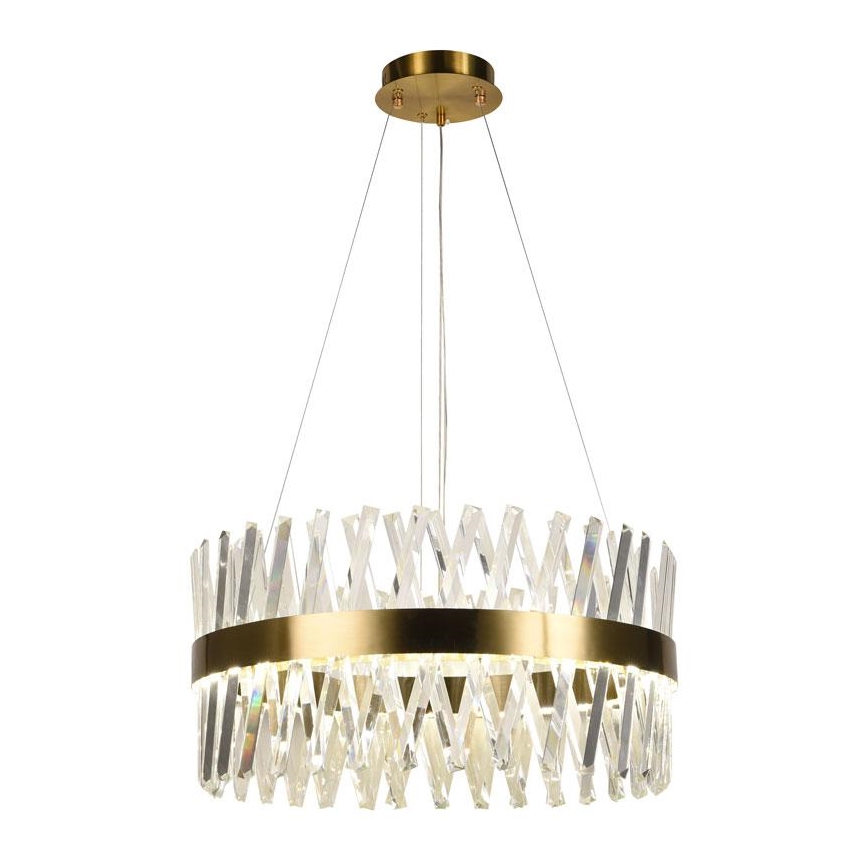 Candelabro suspenso de cristal LED com regulação LED/80W/230V 3000-6500K dourada + controlo remoto