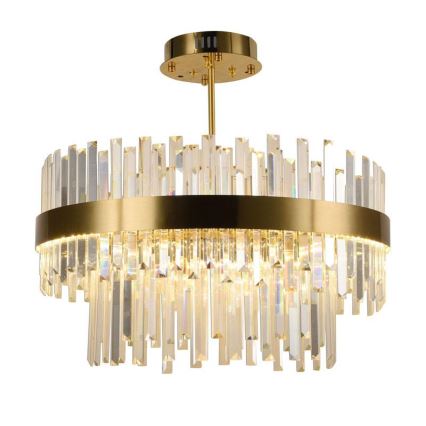 Candelabro suspenso de cristal LED com regulação LED/80W/230V 3000-6500K dourada + controlo remoto