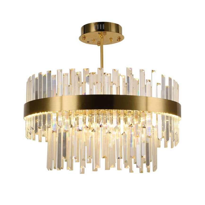 Candelabro suspenso de cristal LED com regulação LED/80W/230V 3000-6500K dourada + controlo remoto